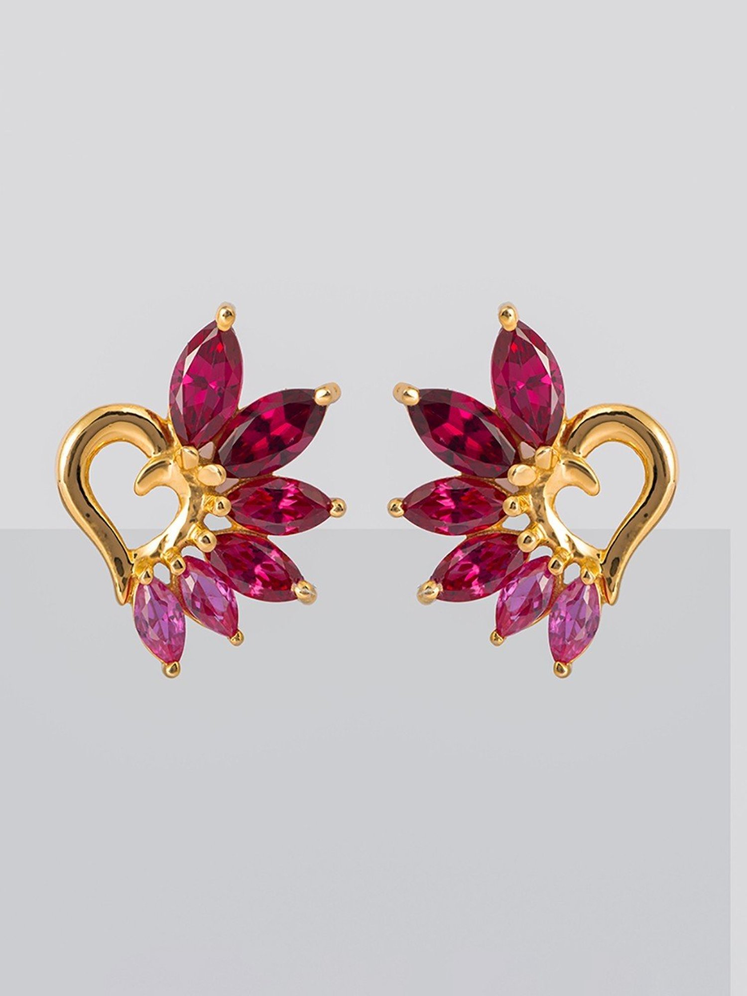 P.N.Gadgil Jewellers 22k Yellow Gold Devotion Florate Stud Earrings