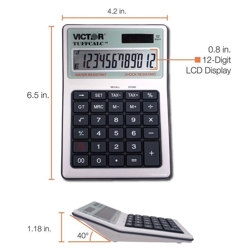 Victor TUFFCALC Desktop Calculator 12-Digit LCD 99901