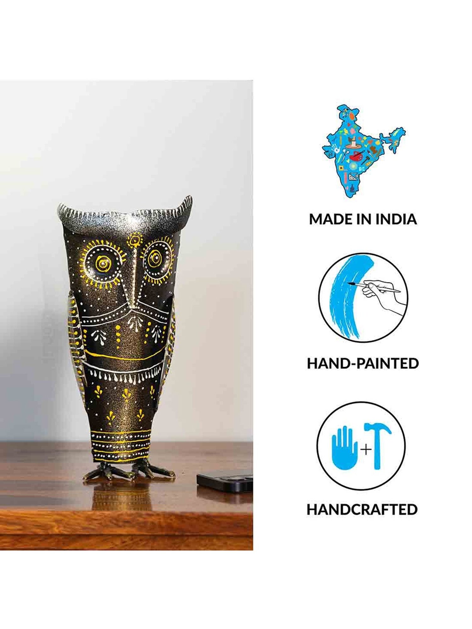 ExclusiveLane Motif Multicolor Iron The Wise Old Owl Showpiece