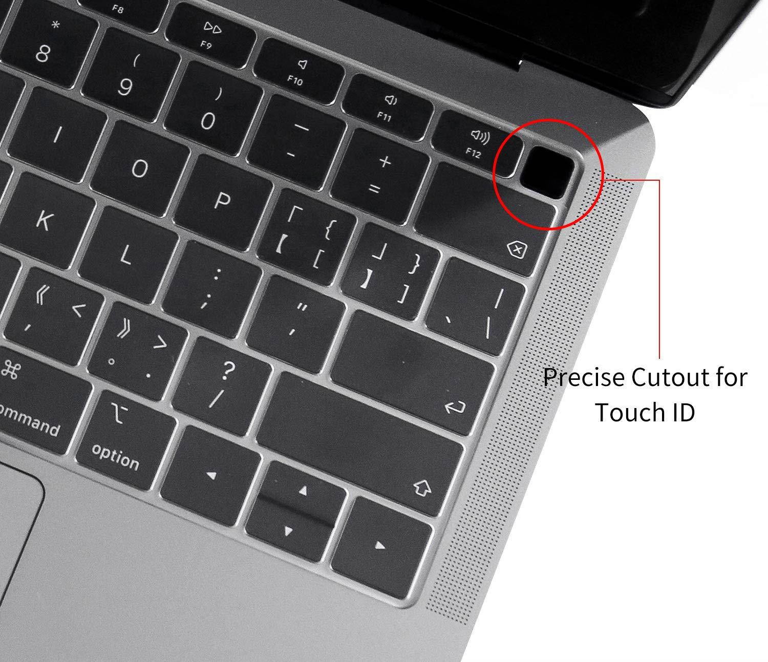 CaseBuy Premium Ultra Thin Keyboard Cover Compatible 2018 Release MacBook Air 13 Inch A1932 with Touch ID Soft-Touch TPU Keyboard Protective Skin