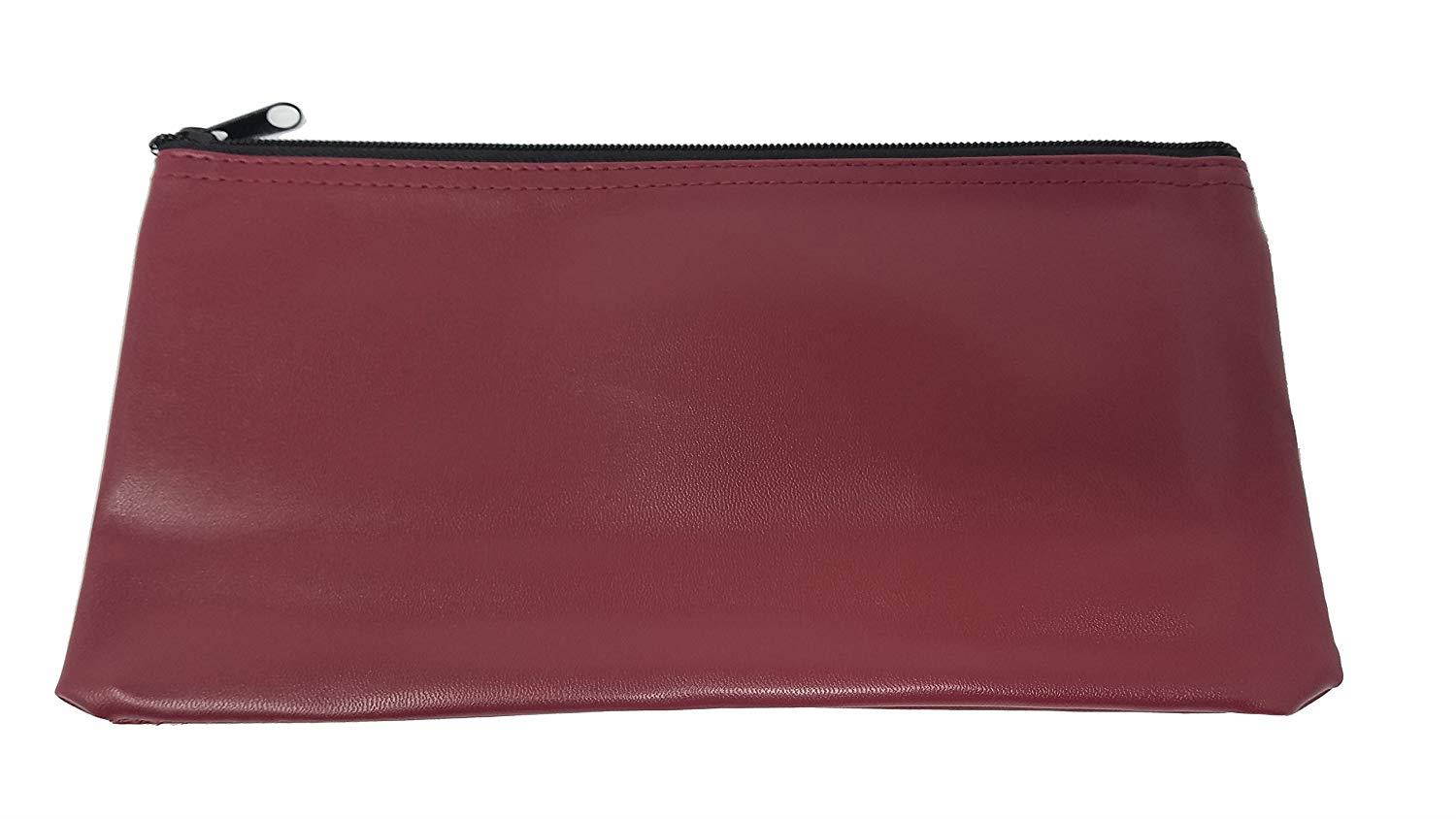 Cash Bag, Coin Bag, Company Security Bank Deposit/Utility Zipper Bag, 11 X 5.5 Inches, Grey, Navy, Green, Maroon. (Pack of 12, Maroon)
