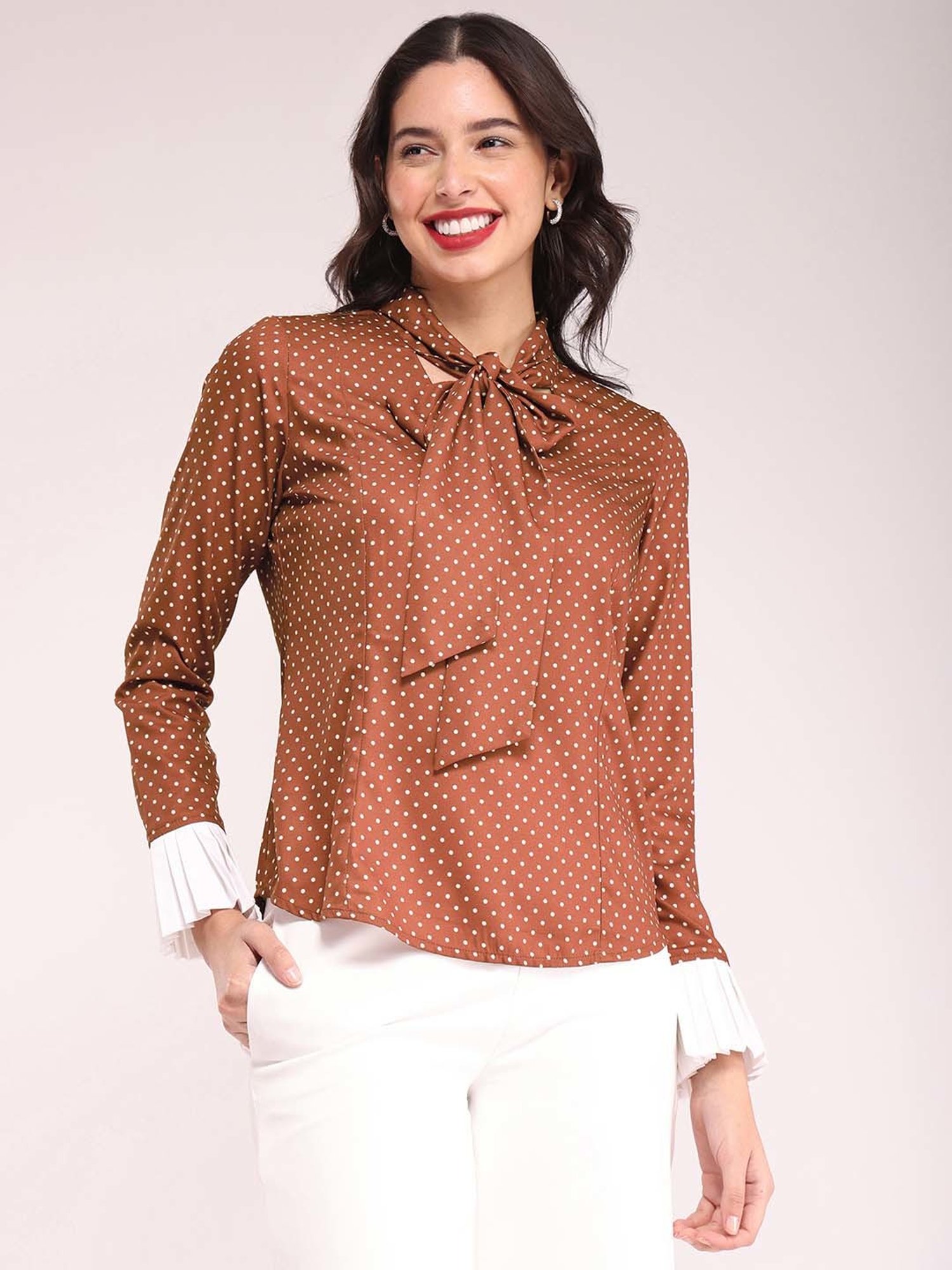 Fablestreet Brown Polka Dots Top