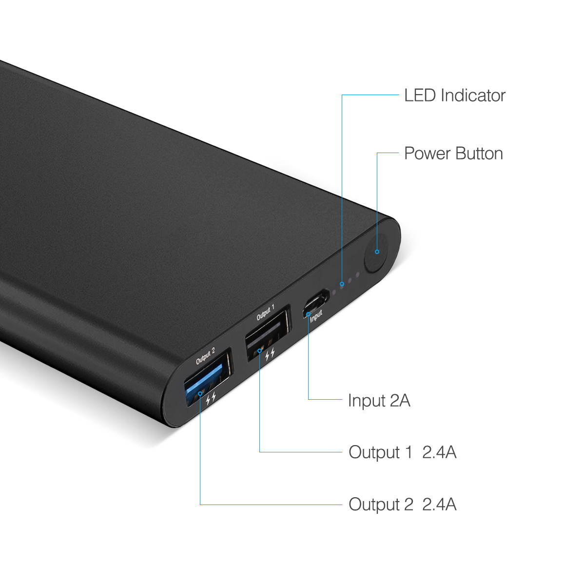 FirstPower Power Bank Portable Battery Charger 10,000 mAh  2A 5V  for Tablet PC, Gaming Device, Smartphone, MP3 Player, Bluetooth Speaker, Bluetooth Headset, e-book Reader