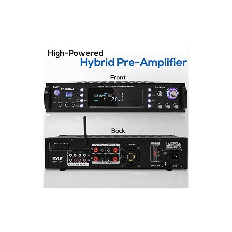 Wireless Bluetooth Home Stereo Amplifier - Hybrid Multi-Channel 3000 Watt Power Amplifier Home Audio Receiver System w/AM/FM Radio, MP3/USB,AUX,RCA Karaoke Mic in - Rack Mount, Remote -  P3301BAT