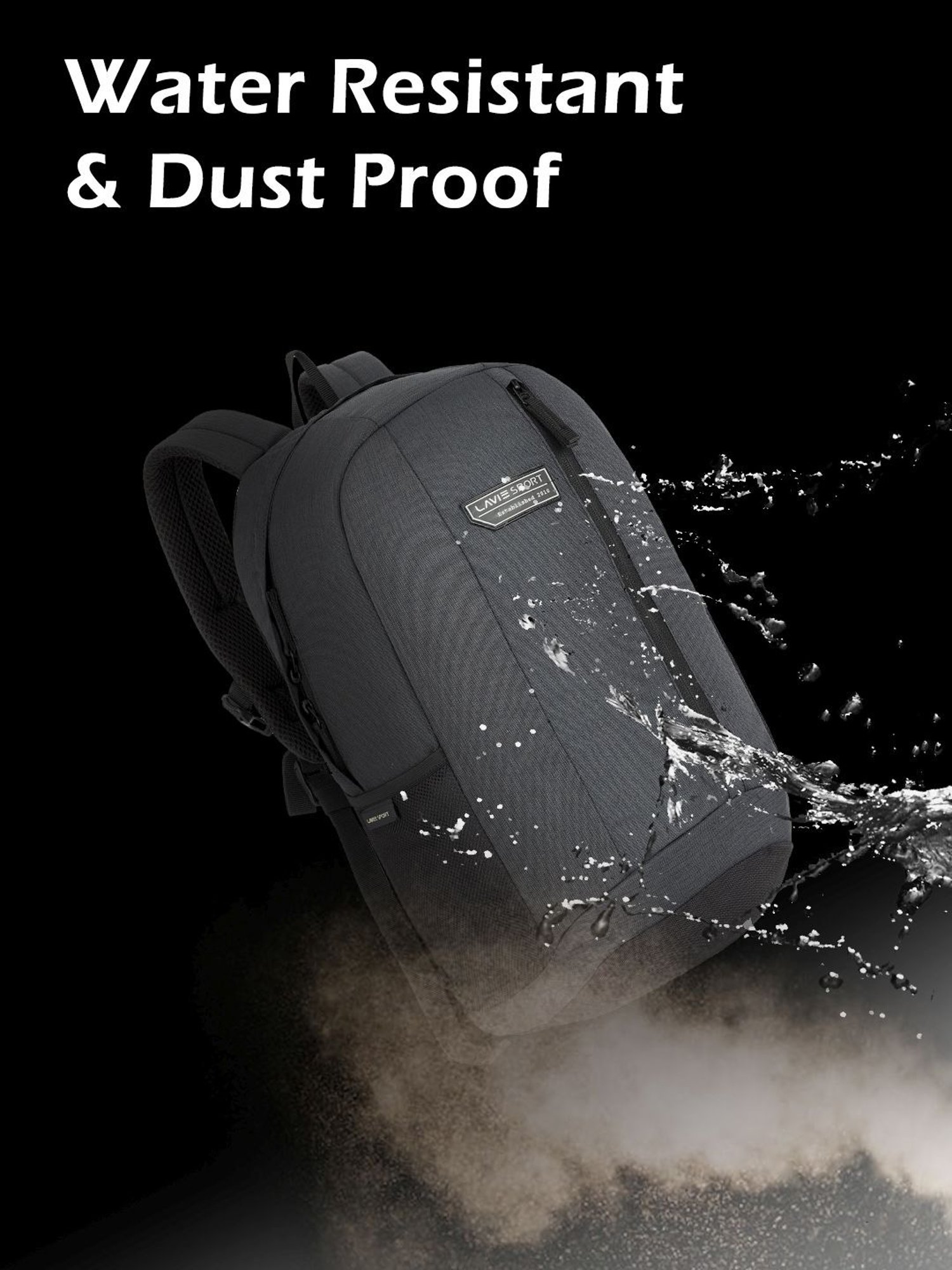 Lavie Sport Black Polyester Solid Backpack - 22 Ltrs