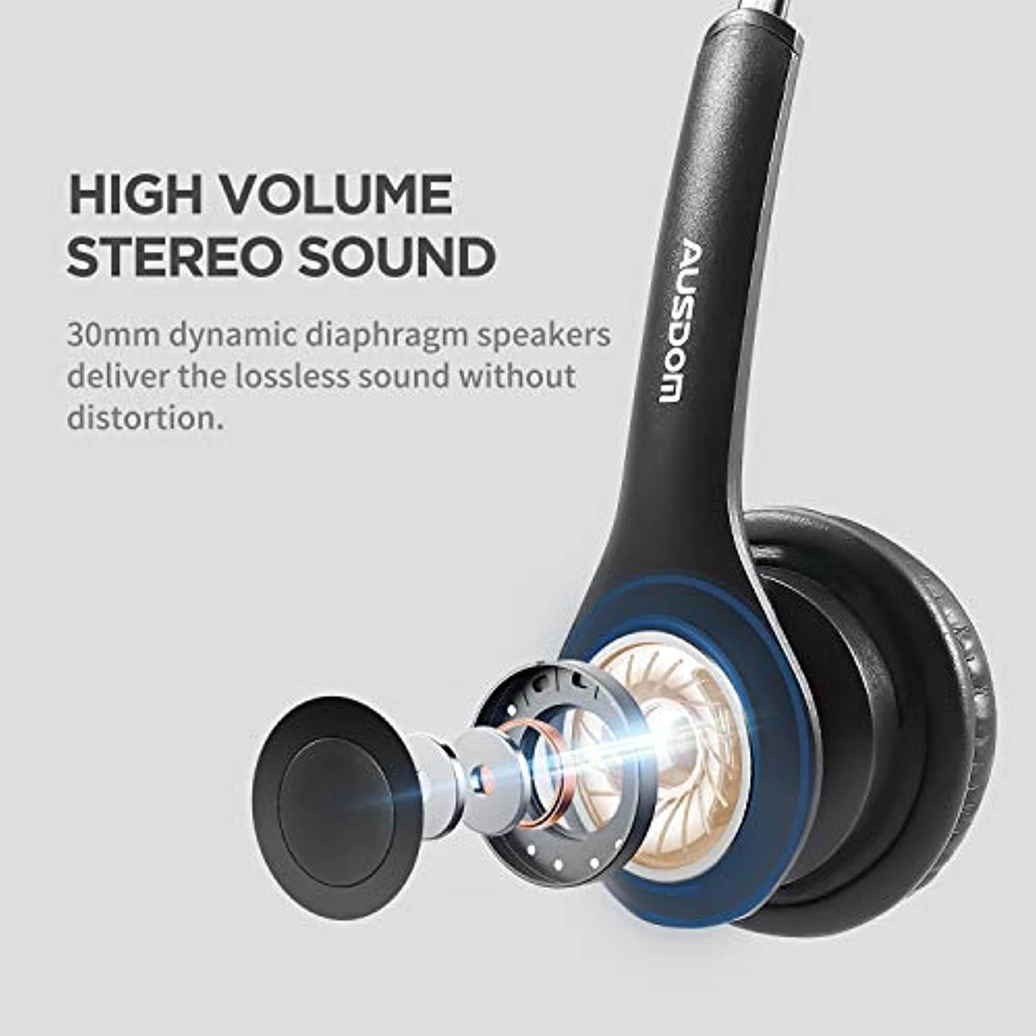 AUSDOM BS01 USB Headset with Noise Cancelling Microphone,3.5mm Wired Computer Headphones Business Headset for Skype Webinar Cell Phone Office Call Center Work at Home Video Conference Laptop PC VOIP