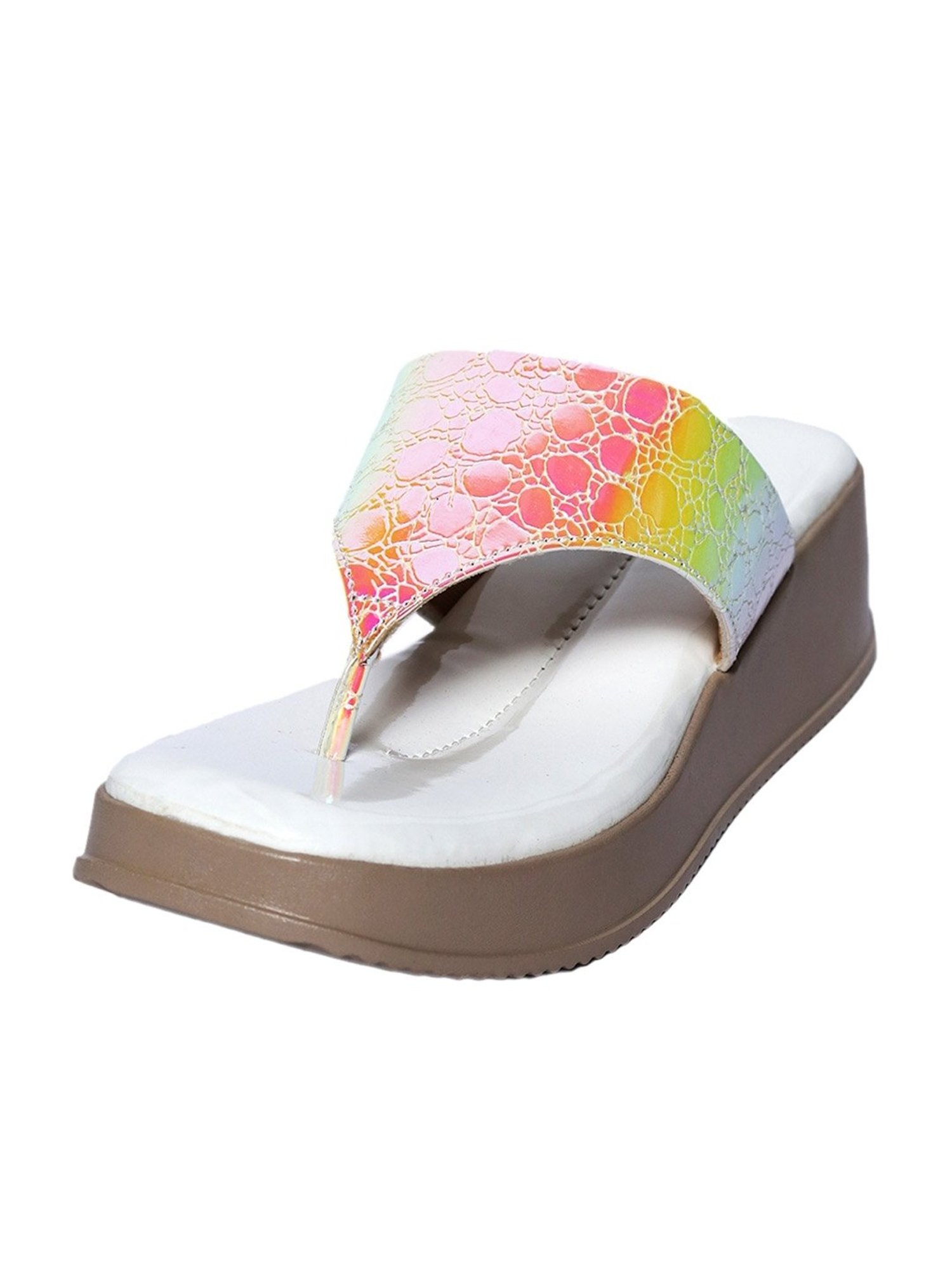 NR by Nidhi Rathi Women's Mulitcolored Thong Wedges