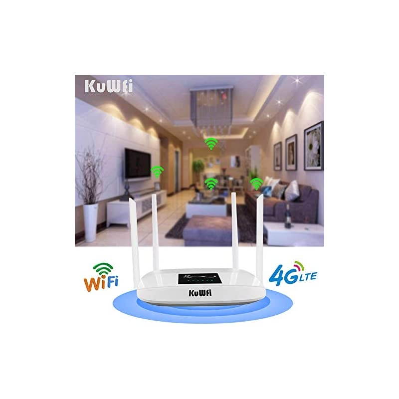 4G LTE CPE Wireless WiFi Internet Router 300Mbps Unlocked with SIM Card Slot with 4pcs Antenna for CA/USA/MX and a Few Central American Countries Not for Verizon SIM Card
