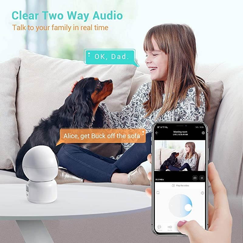 Security Camera WiFi IP Home CameraR2C 1080P HD Baby Monitor Wireless Pet Camera with AI Human Sound Detection Free Cloud Included 2Way AudioWorks with Alexa PanTilt Night Vision