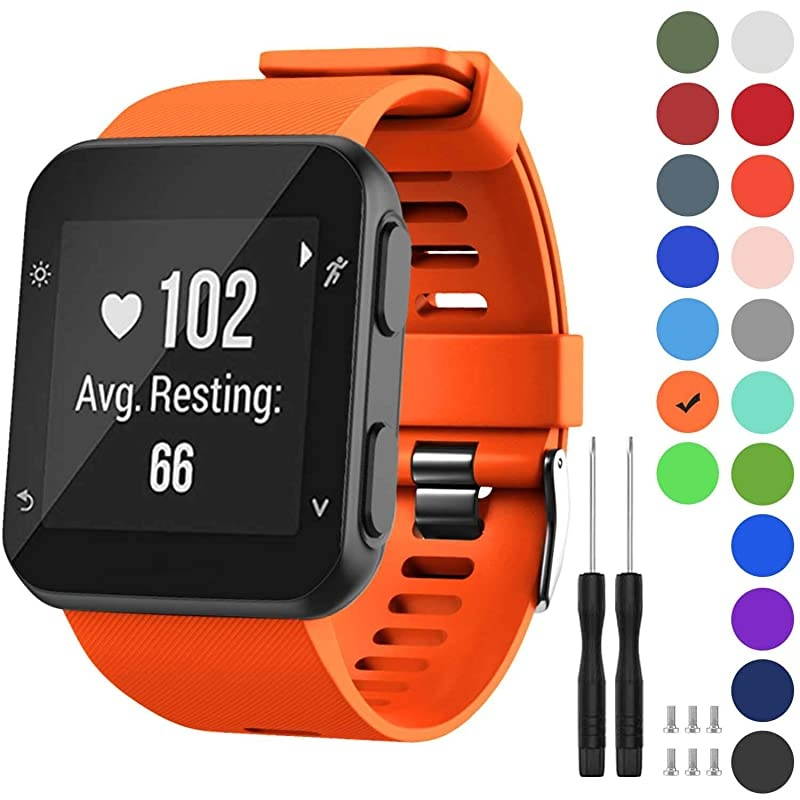 Band Compatible with Garmin Forerunner 35 Soft Silicone Replacement Watch Band Strap for Garmin Forerunner 35 Smart Watch Orange Black buckle