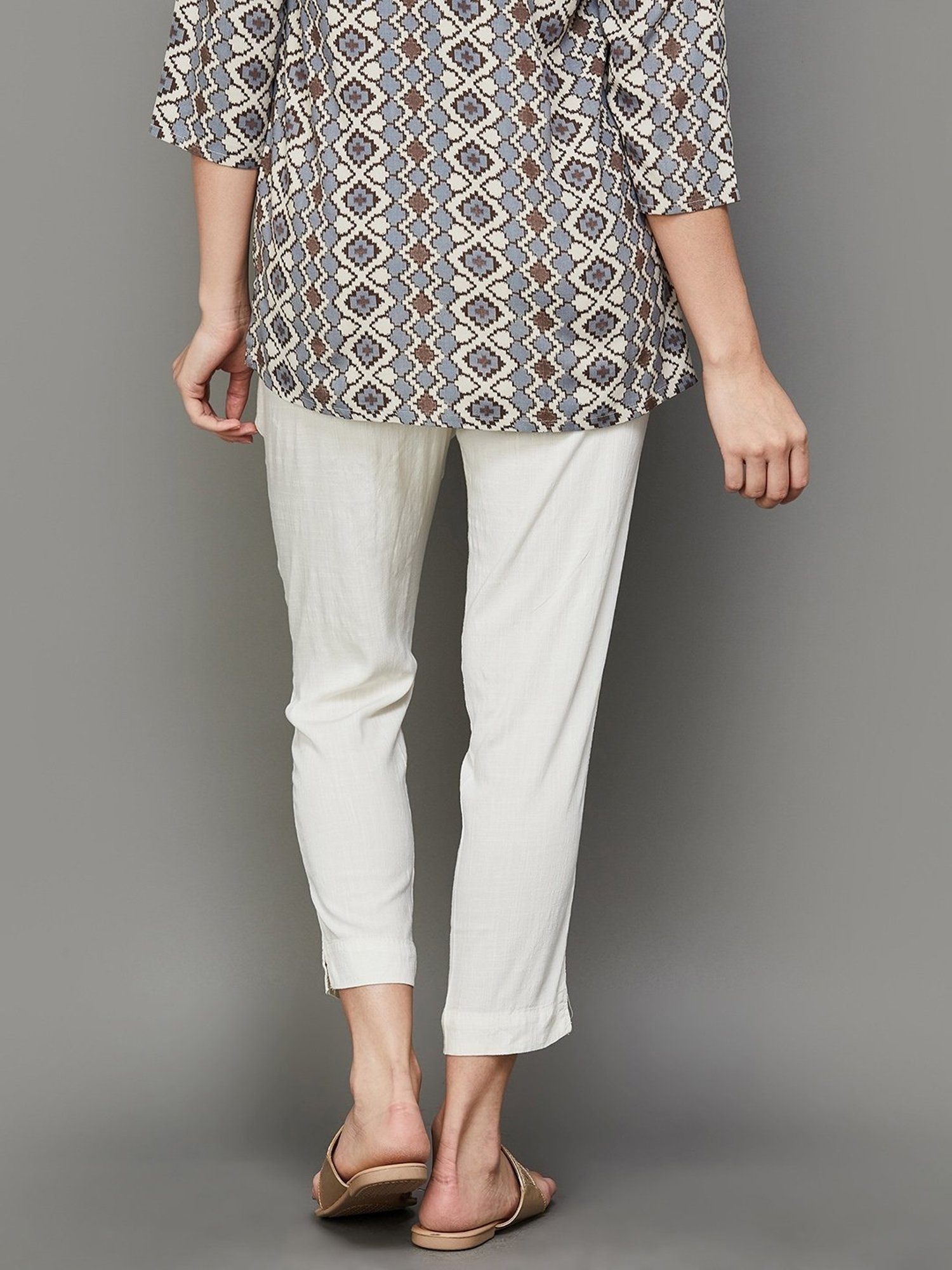 Melange by Lifestyle Off-White Cotton Pants