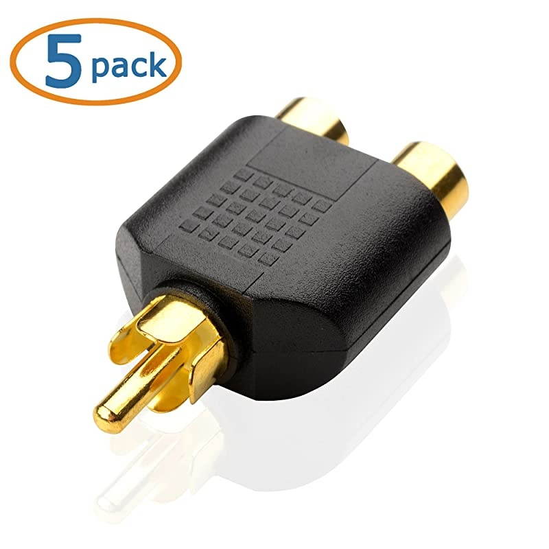 5Pack Gold Plated RCA Male to Female Split Adapter