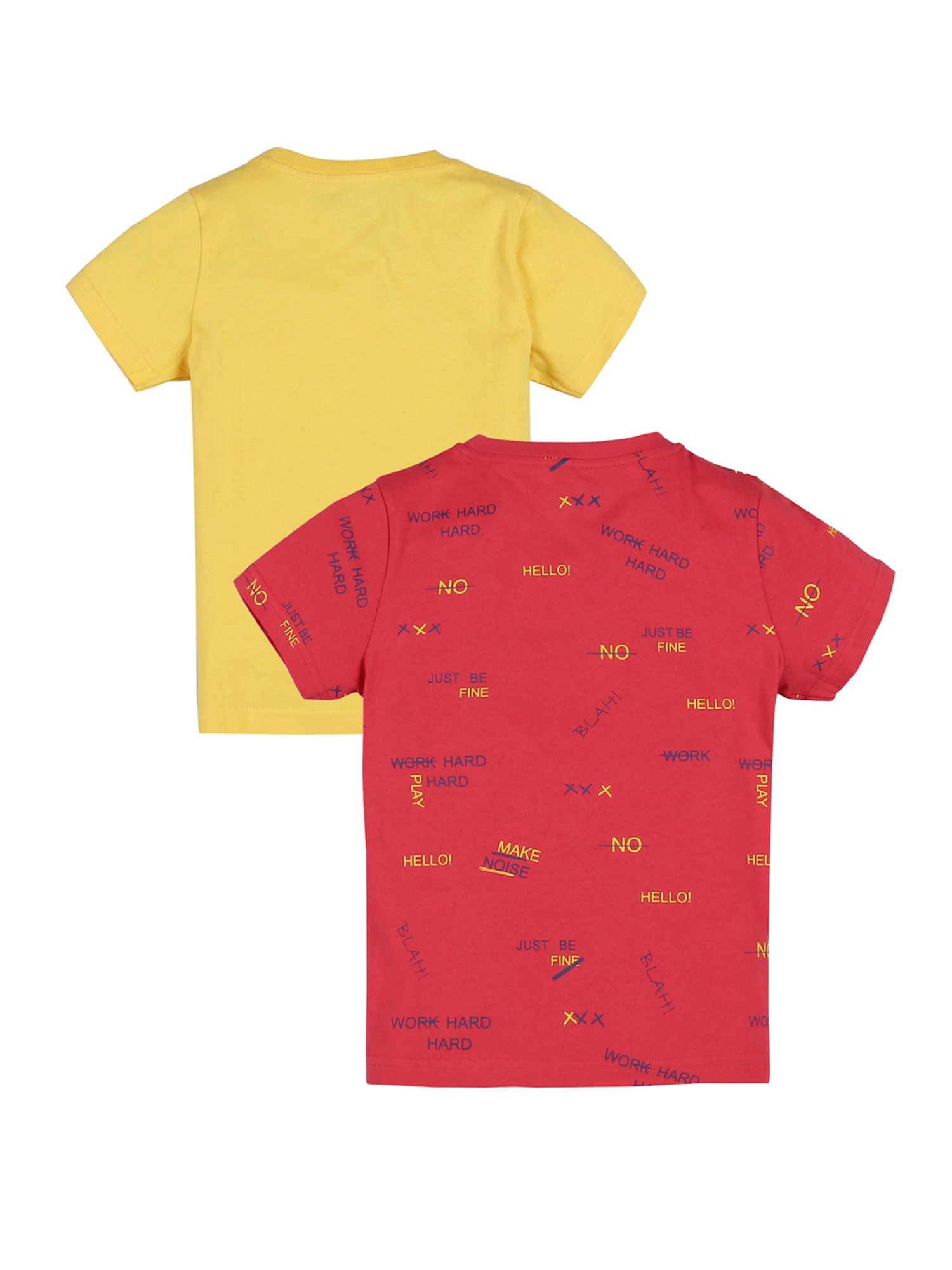Plum Tree Kids Red & Yellow Printed T-Shirt (Pack Of 2)