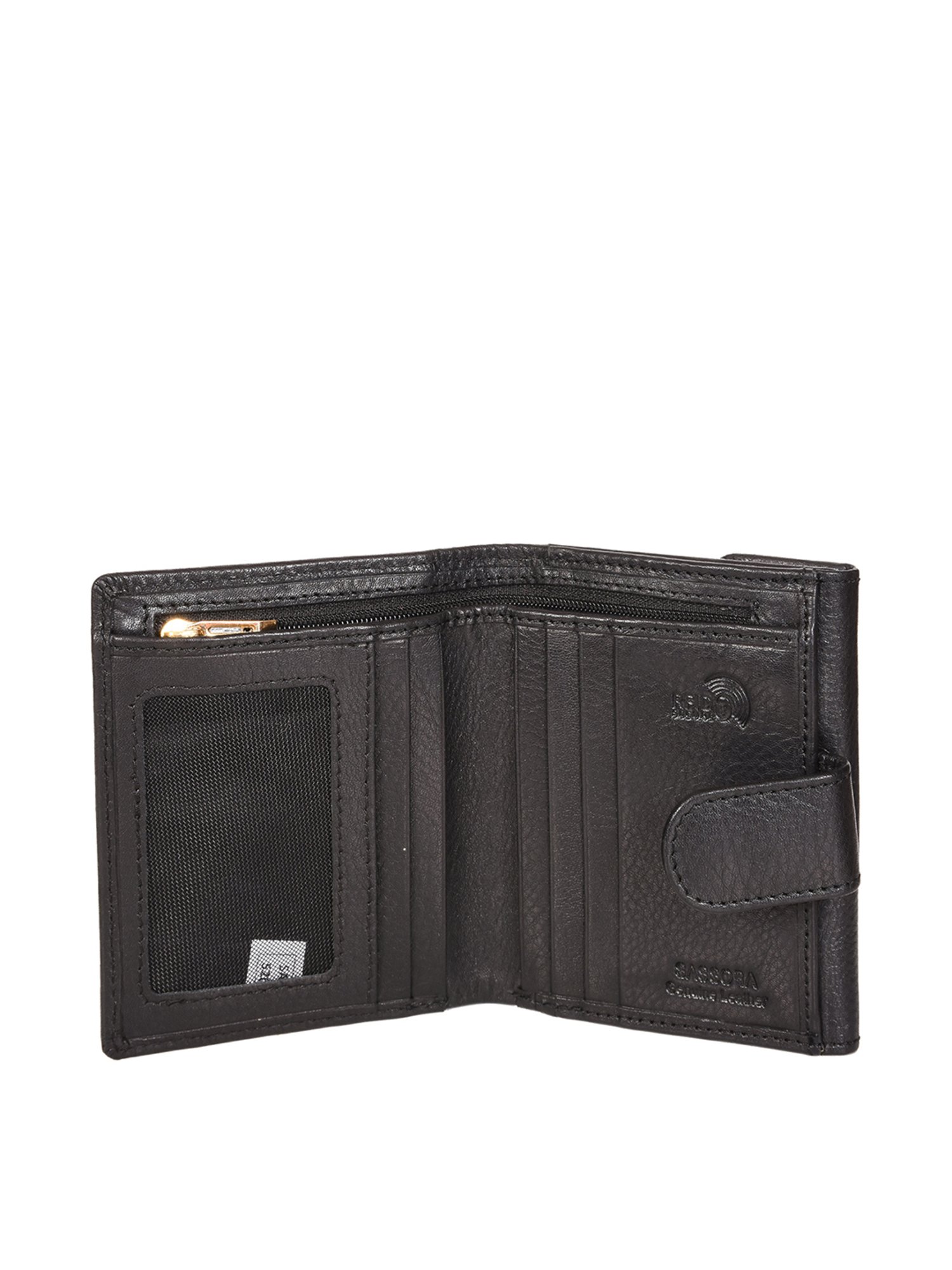 SASSORA Black Solid Rfid Bi-Fold Wallet for Women