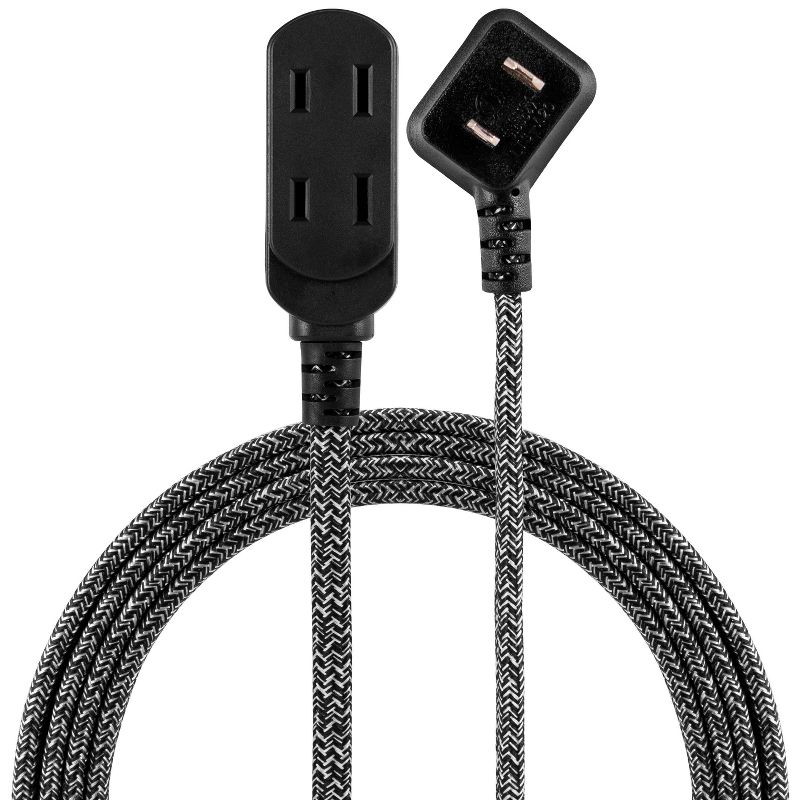 Cordinate 8' 3 Outlet Polarized Extension Cord Black/White