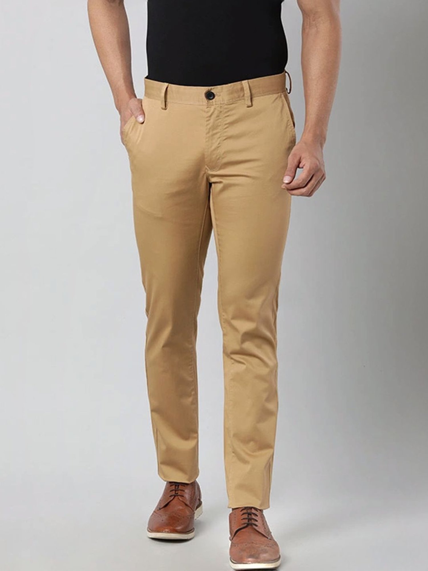 Indian Terrain Khaki Slim Fit Trousers