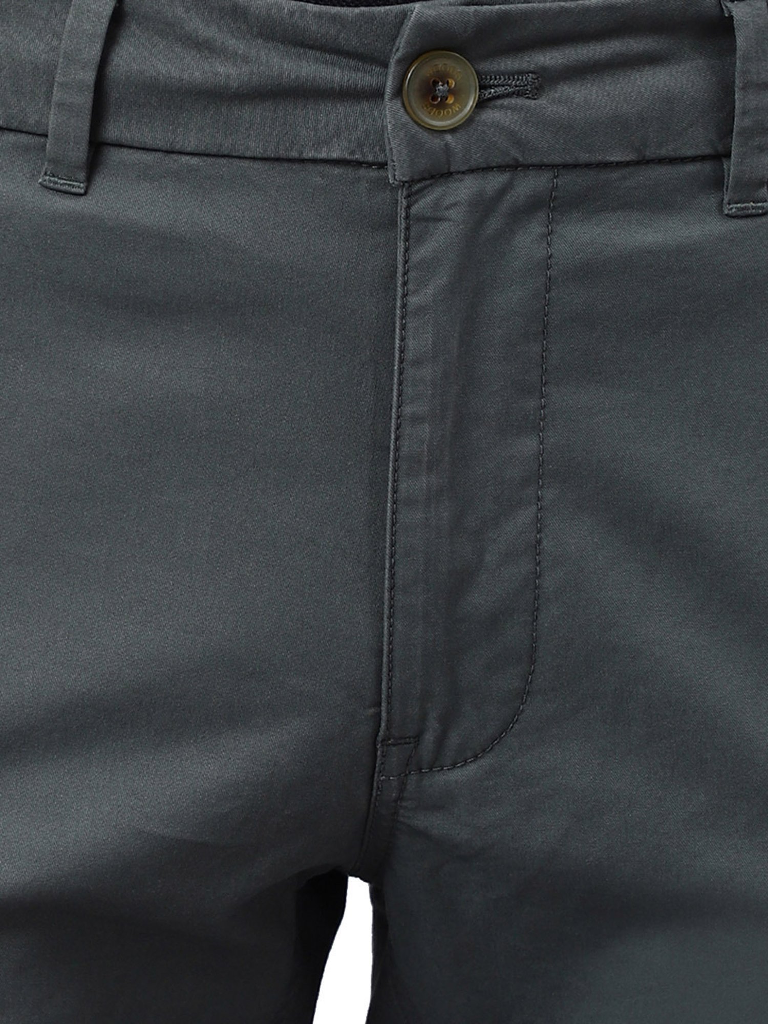 Woods Slate Grey Regular Fit Flat Front Trousers