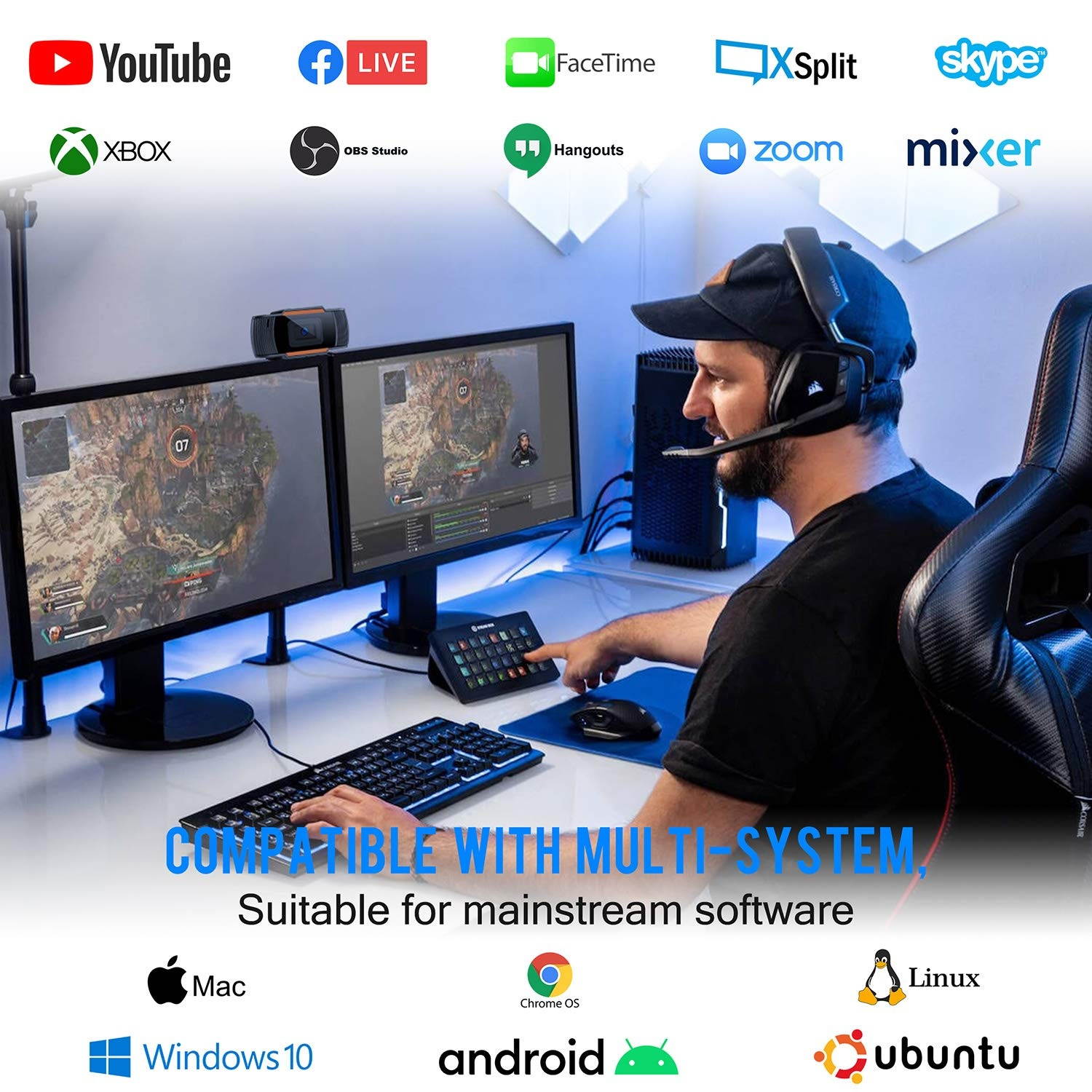 USB Webcam with Microphone, Webcam with Microphone for Desktop, HD Webcam 1080p with a Microphone for YouTube/Online Conferencing/Gaming Live Streaming/Online Classes