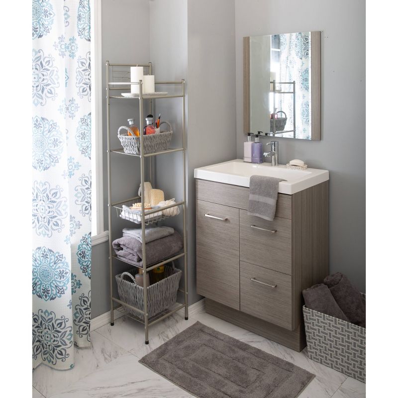 Five Tier Freestanding Bathroom Storage Shelves Silver - Bath Bliss