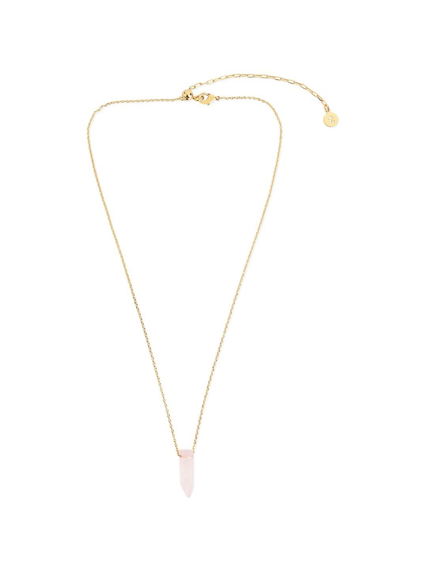 Accessorize London Real Gold-Plated Pink Z Rough Cut Shard Hs Nk Rose Quartz Necklace