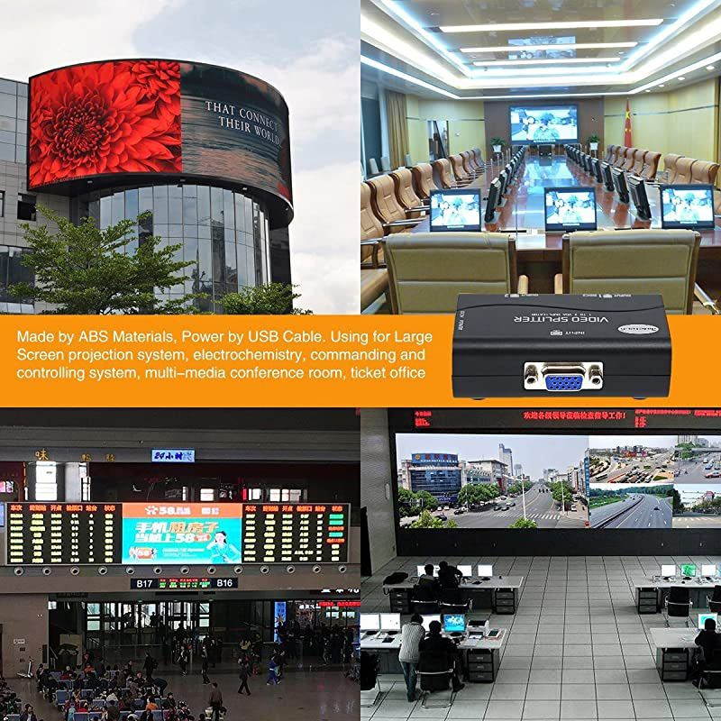 Splitter 2 Port USB Powered Support 1920X1400 Resolution 250MHz Bandwidth for Screen Duplication Support Mirror Mode Only