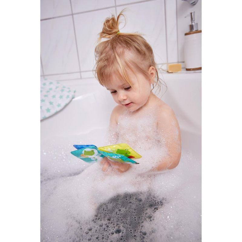 HABA Mini Bathtime Book Fritz The Frog with Rattling Effect - Great for Bathtime or Wading Pool