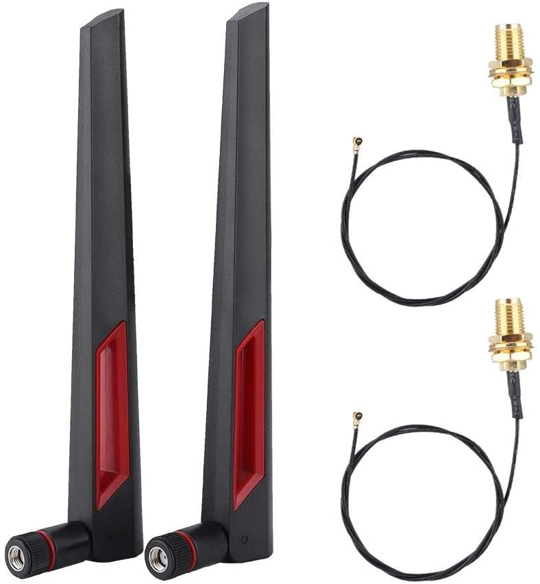 Bewinner 2PCS M.2/NGFF Wireless Network Card Connect Cable+28DBi Network Antenna Wireless LAN and WiFi Router Adapte Compatible for Intel 9260NGW/7265AC/9650AC/BCM94360