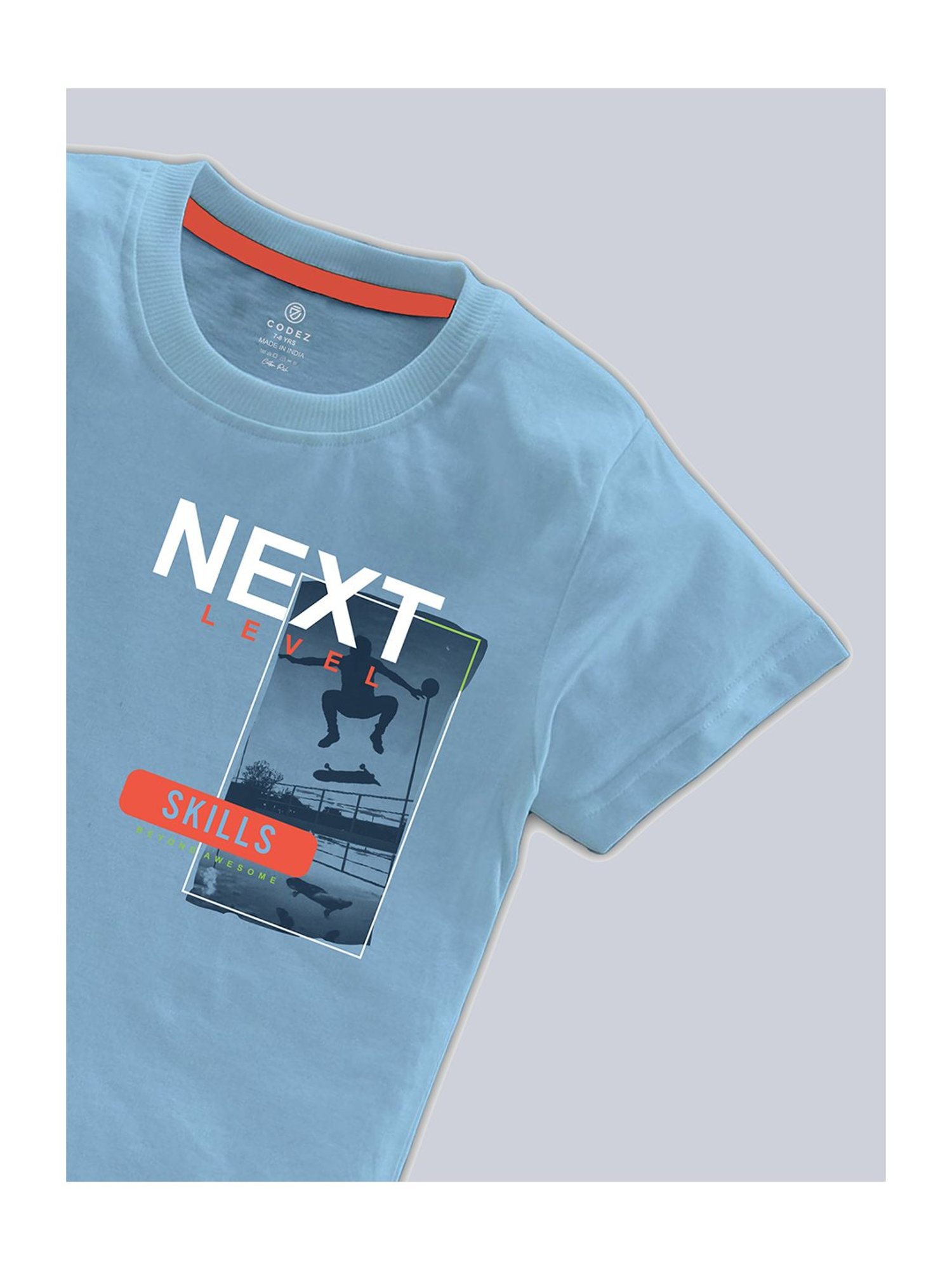 Codez Kids Black & Sky Blue Printed T-Shirt (Pack Of 2)