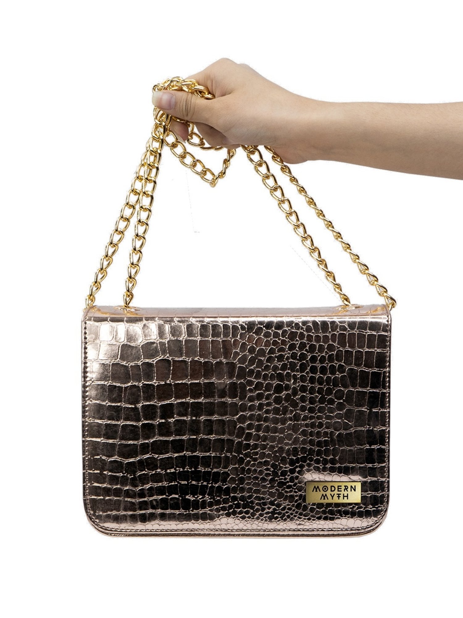 Modern Myth Golden Textured Medium Cross Body Bag