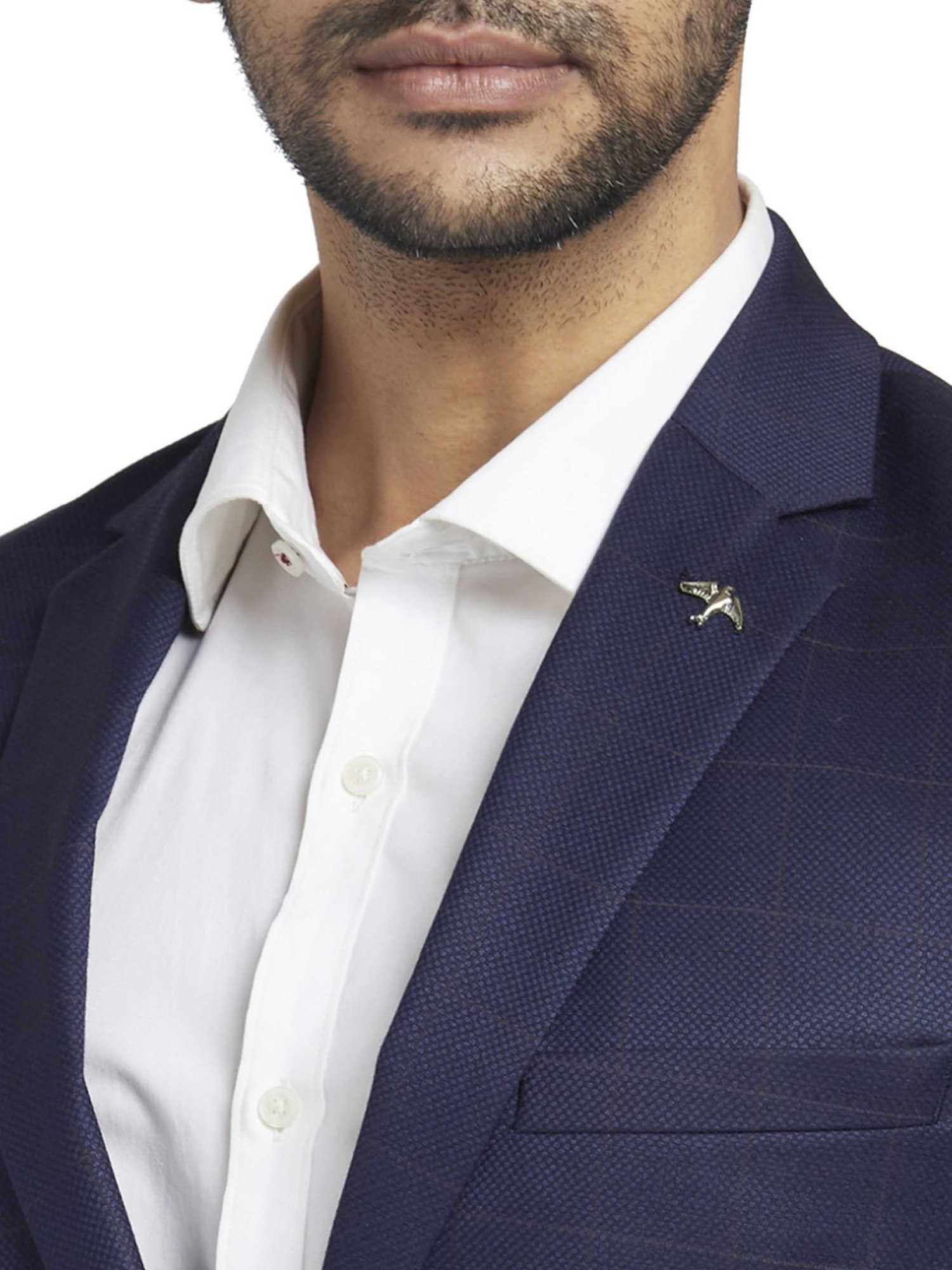 Parx Blue Regular Fit Checks Two Piece Suit