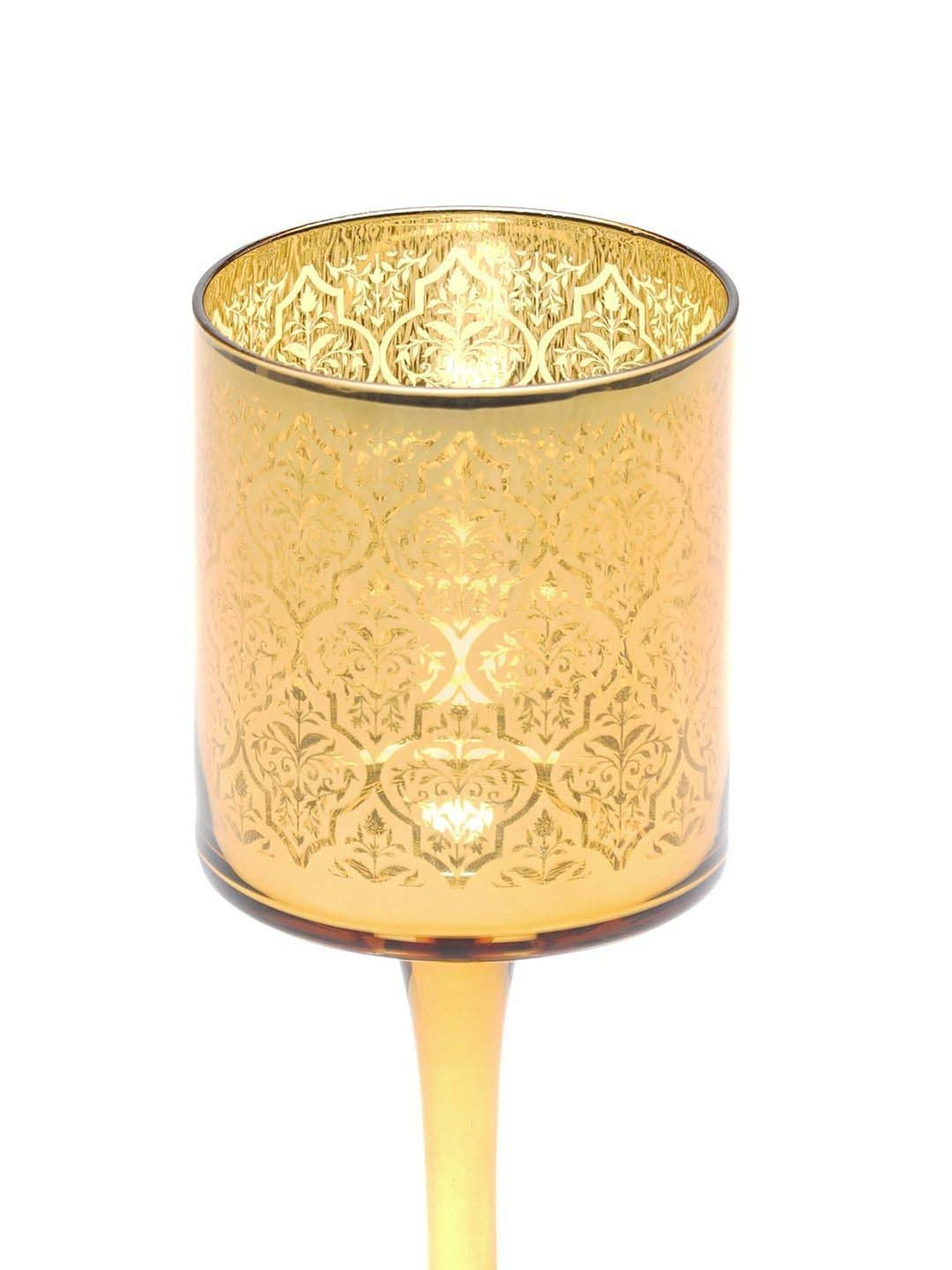 Pure Home and Living Gold Glass Stem Candle Holder