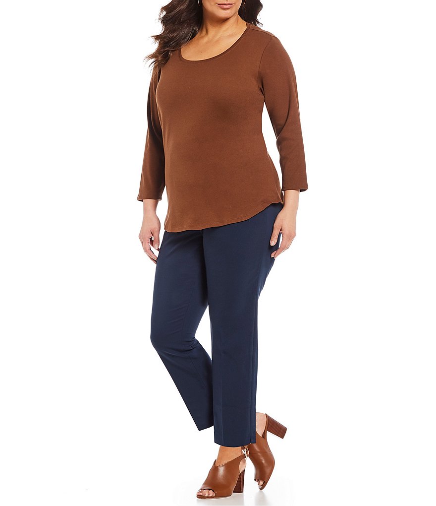 Ruby Rd. Plus Size Flat Front Double Face Stretch Ankle Pants