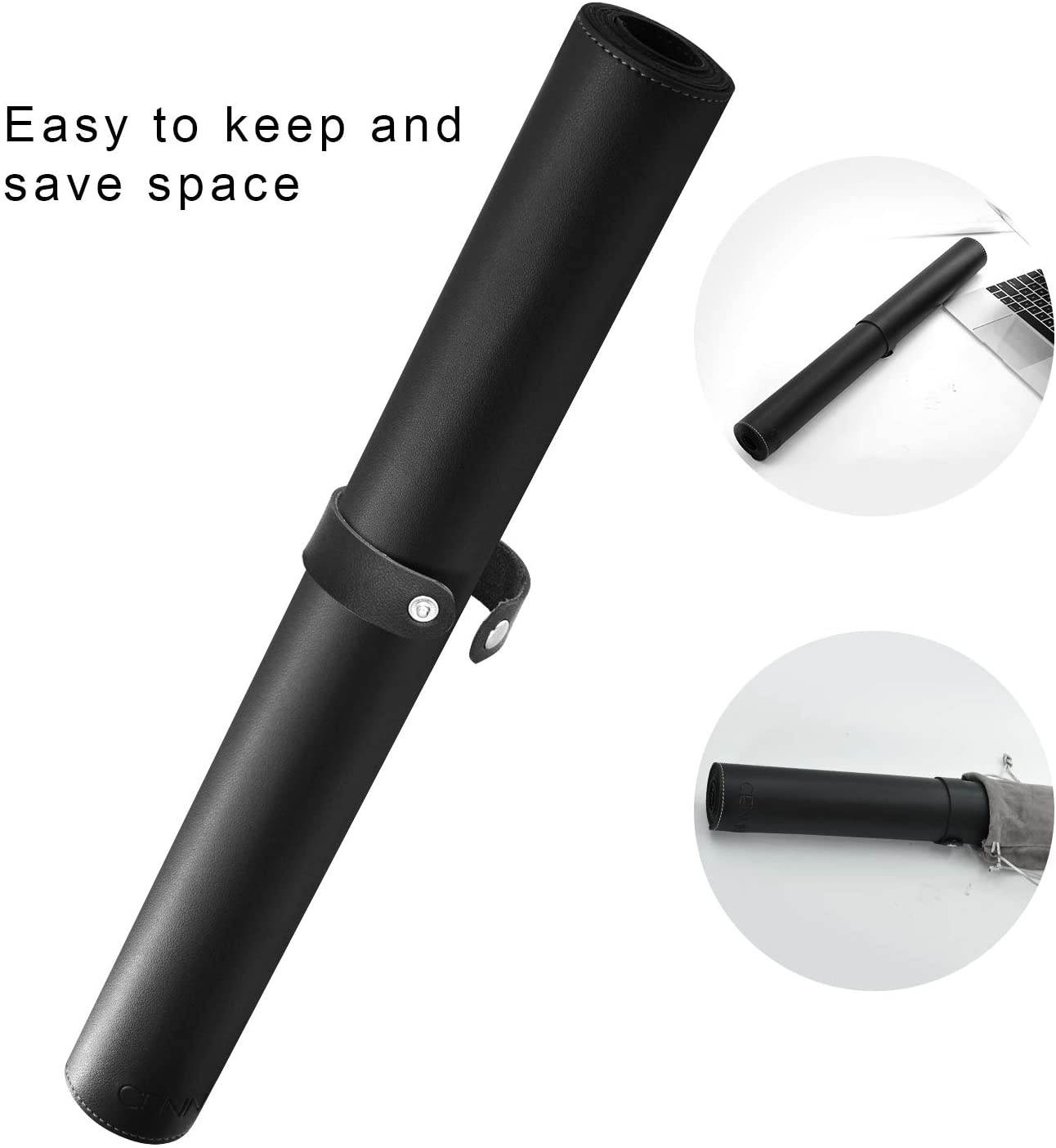 CENNBIE Extended Mega Size Professional Leather Desk Mat for Full Desk - Stitched Edges - 51" x 24" x 0.2" XXXL Large Mouse Pad (Black)