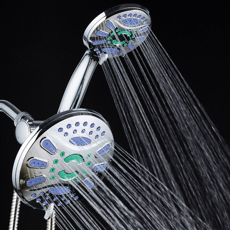 7" 48 Setting Elite High Pressure Ultra Luxury Three-Way Rainfall Shower Head Combo Chrome - AquaDance