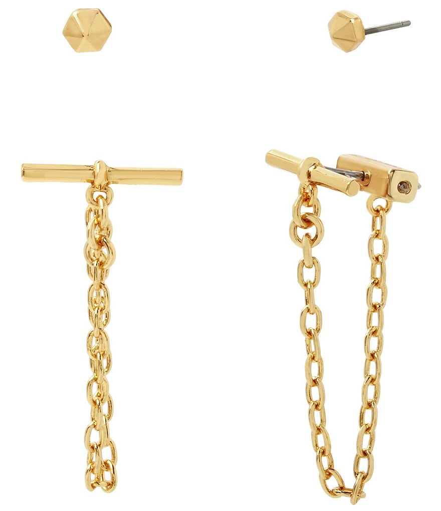 AllSaints Toggle Bar Front Back Earring Set