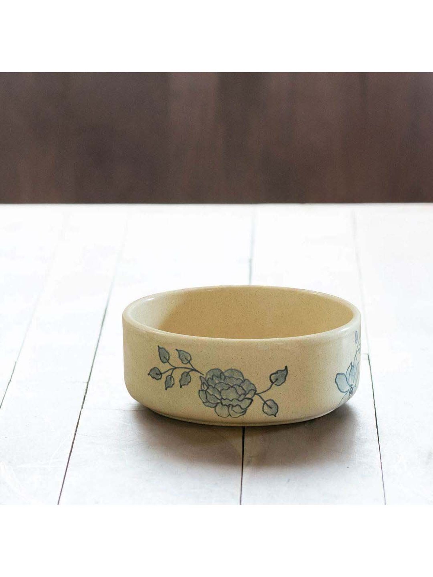 ellementry Fiore Cream Ceramic Salad Bowl - Set of 1