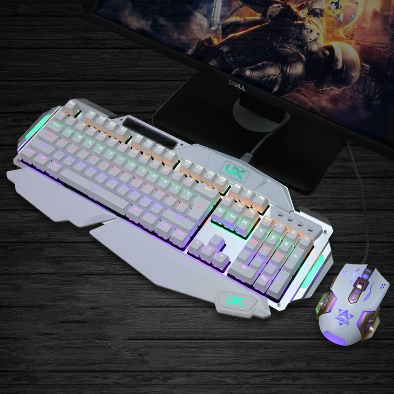 Think of MK915 Aurora Mixed version of the 104 key Game Blue Mechanical Keyboard and 3200DPI Mouse Combo-Silver