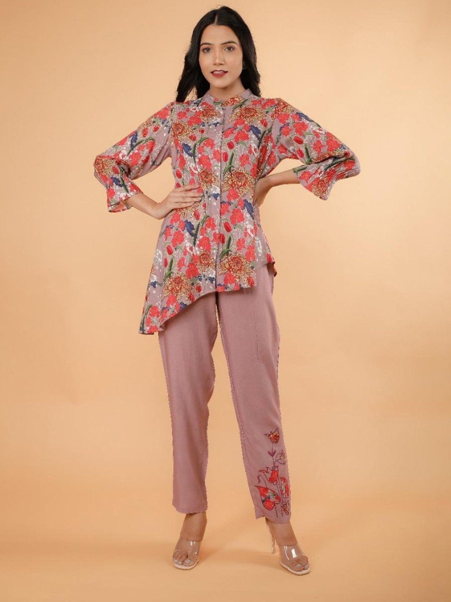 Autumnlane Urfi Purple Tunic with Pant Co-ord Set