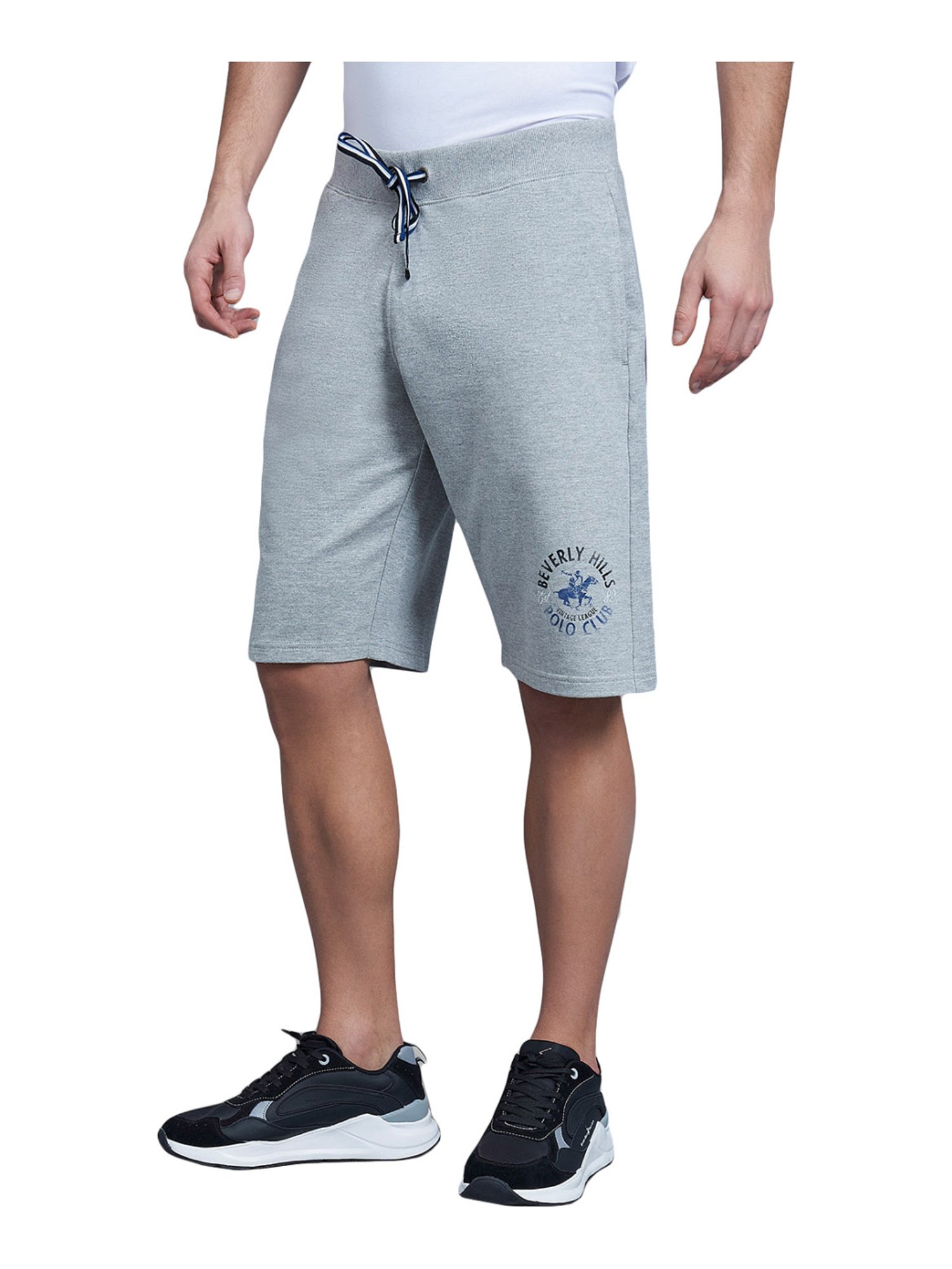 Beverly Hills Polo Club Grey Cotton Regular Fit Logo Printed Shorts