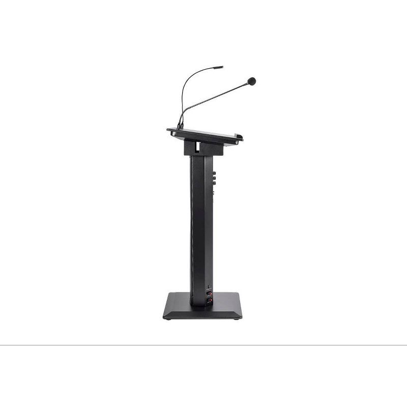 Monoprice Commercial Audio 60W Powered Podium Lectern with Built-in Speakers and Gooseneck Microphone (No Logo)