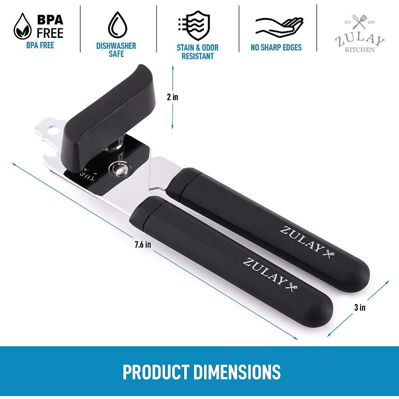 Zulay Kitchen Can Opener - Nylon Handle - Black