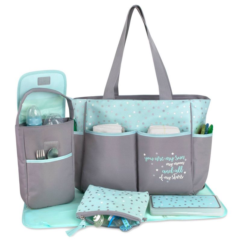 Baby Essential Kisses & Stars 5-in-1 Tote - Aqua