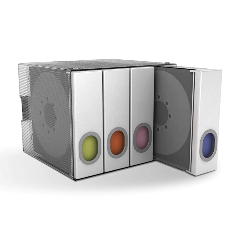 Polypropylene Sleeve Disc Organizer Stack amp Lock Categorize CDs in 4 ColorCoded Binders for 96 Discs Total in White PN96635495