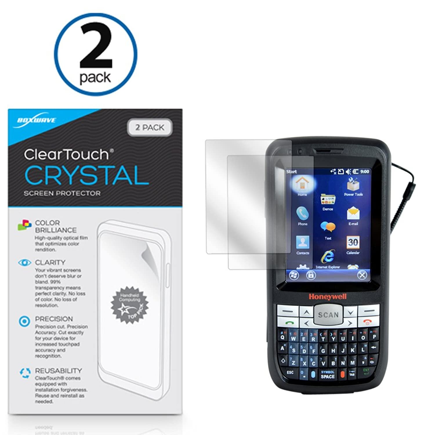 BoxWave Honeywell Dolphin 60s Screen Protector, [ClearTouch Crystal (2-Pack)] HD Film Skin - Shields From Scratches for Honeywell Dolphin 60s