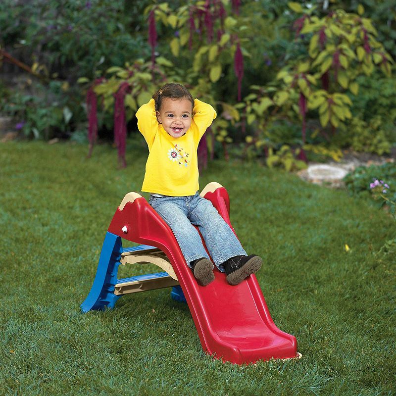 American Plastic Toys Portable Indoor & Outdoor Folding Baby Toddler Slide, Red