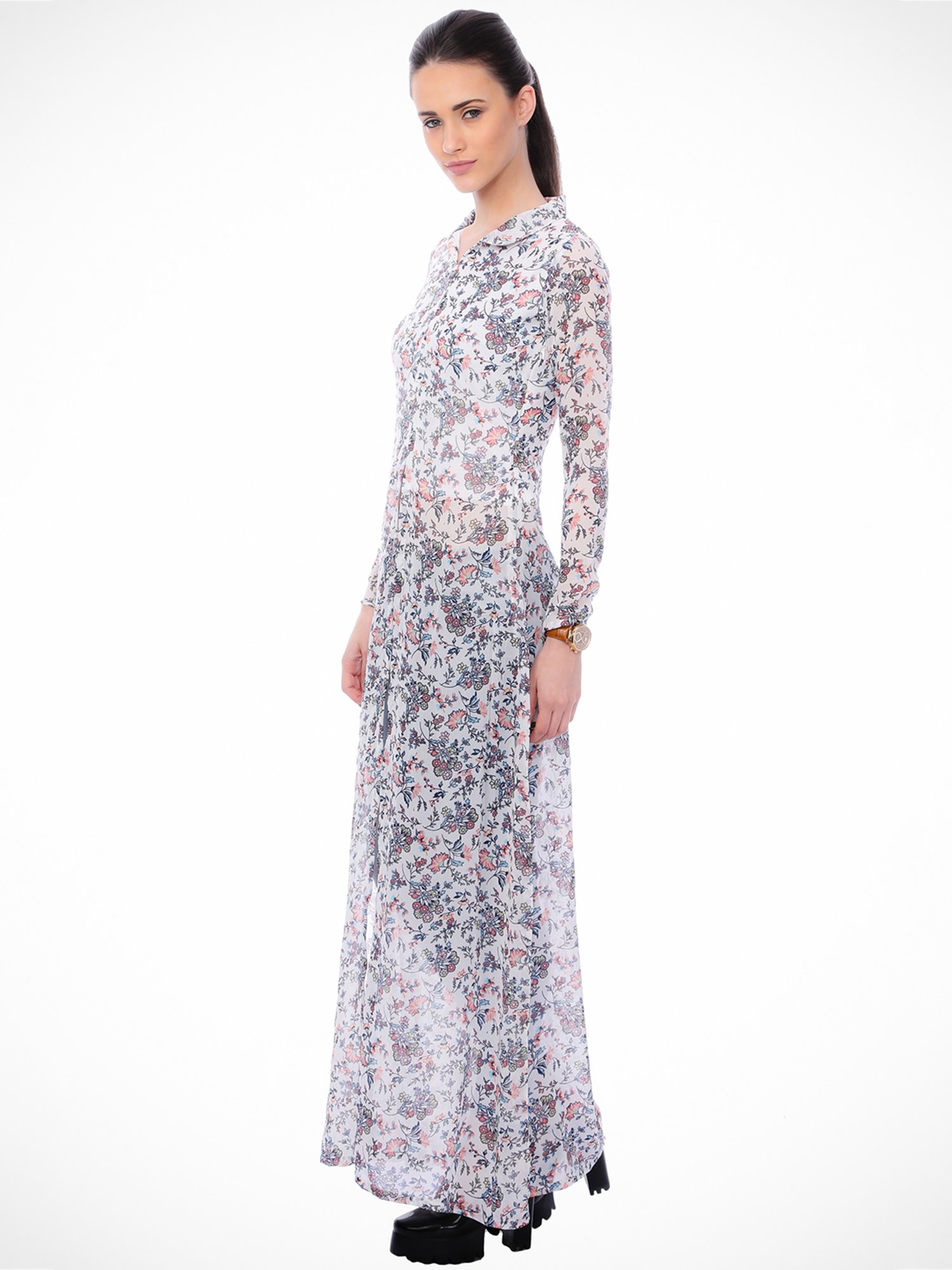 Scorpius White Floral Print Long Top