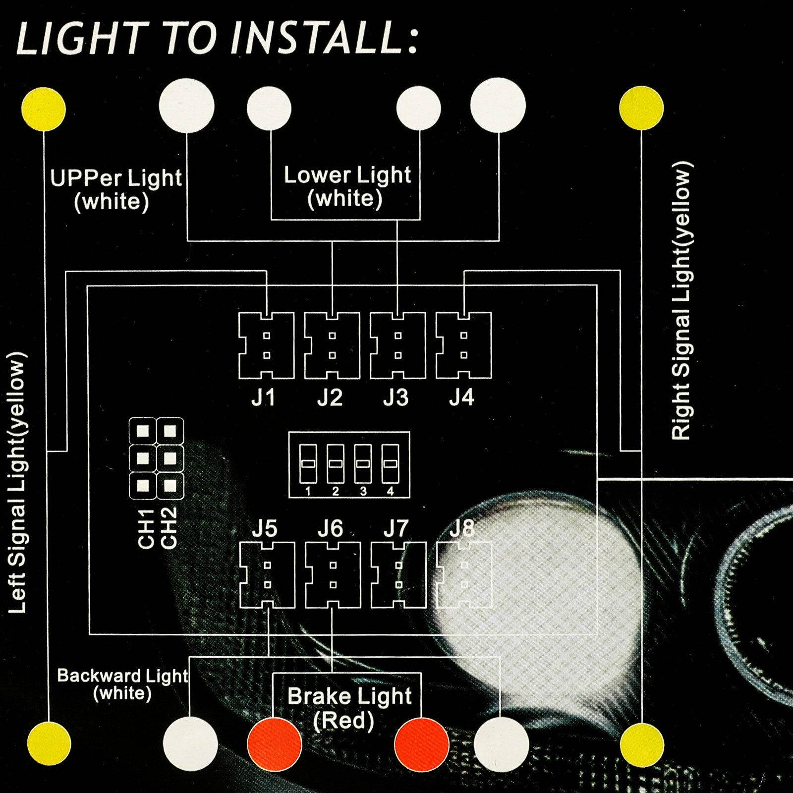 Brake  Headlight  Signal 12 LED Light Kit Fit 1:10 RC Car Truck 2.4ghz PPM FM