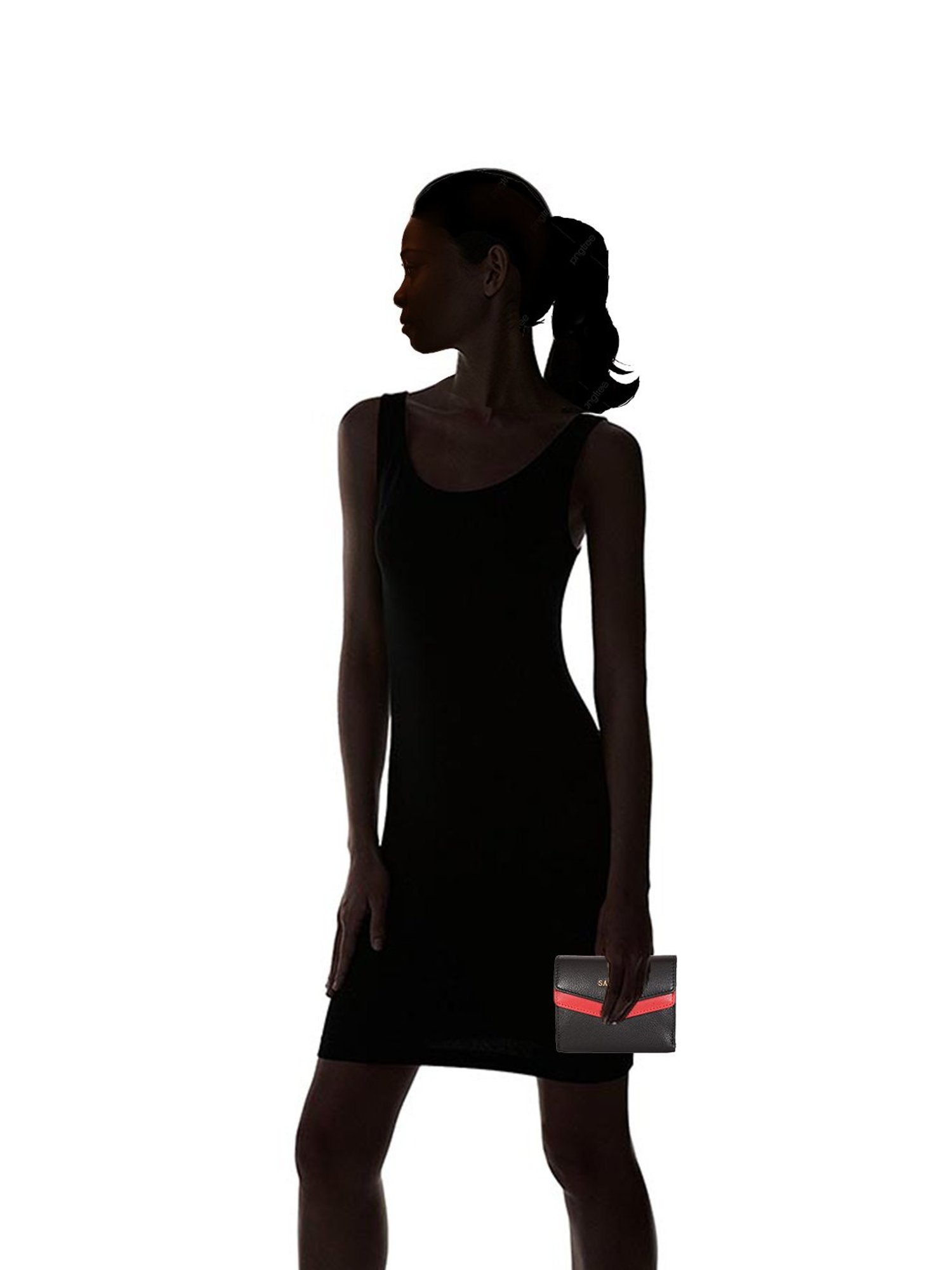 SASSORA Black & Red Solid Rfid Tri-Fold Wallet for Women