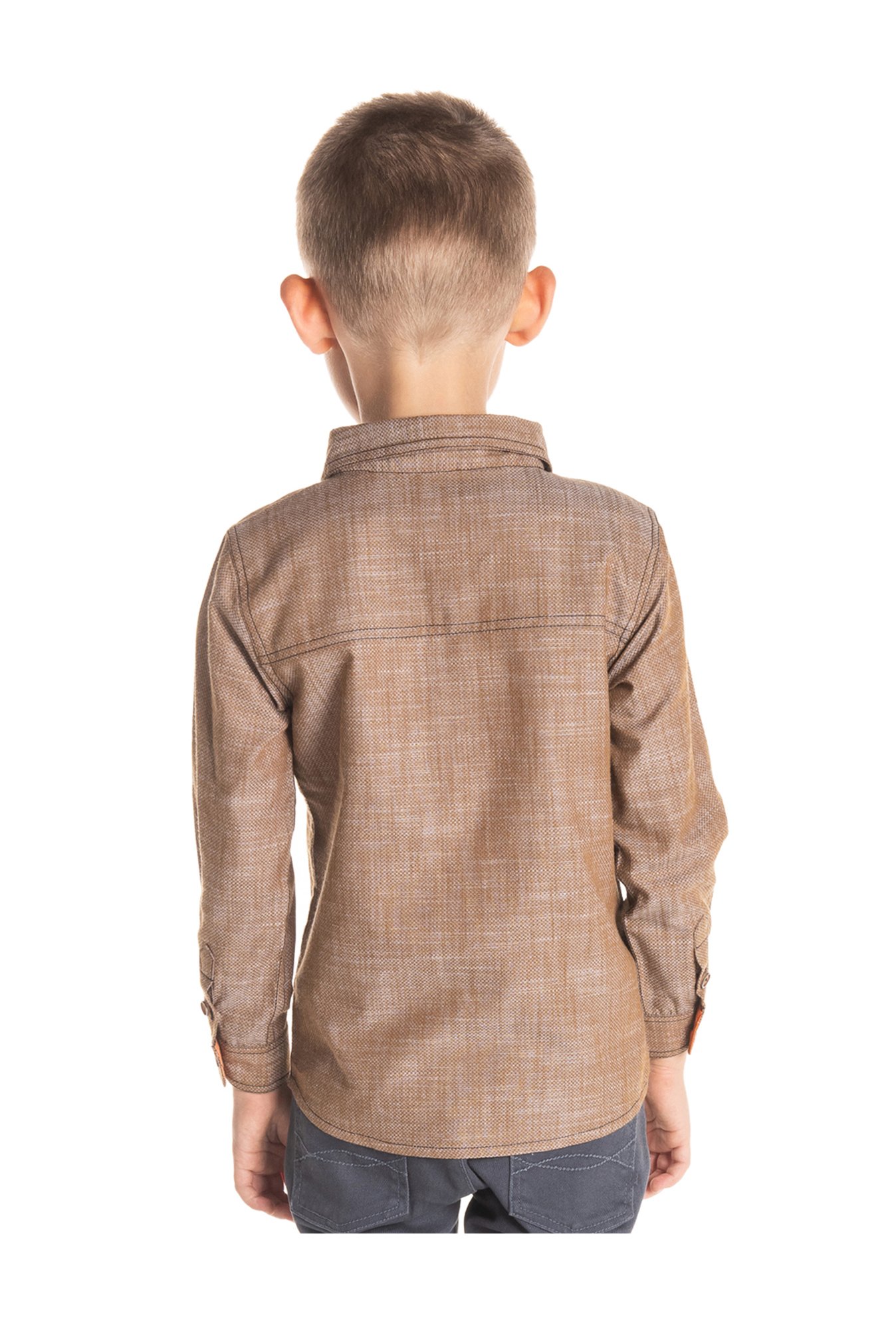 Cherry Crumble By Nitt Hyman Boys Brown Textured Shirt