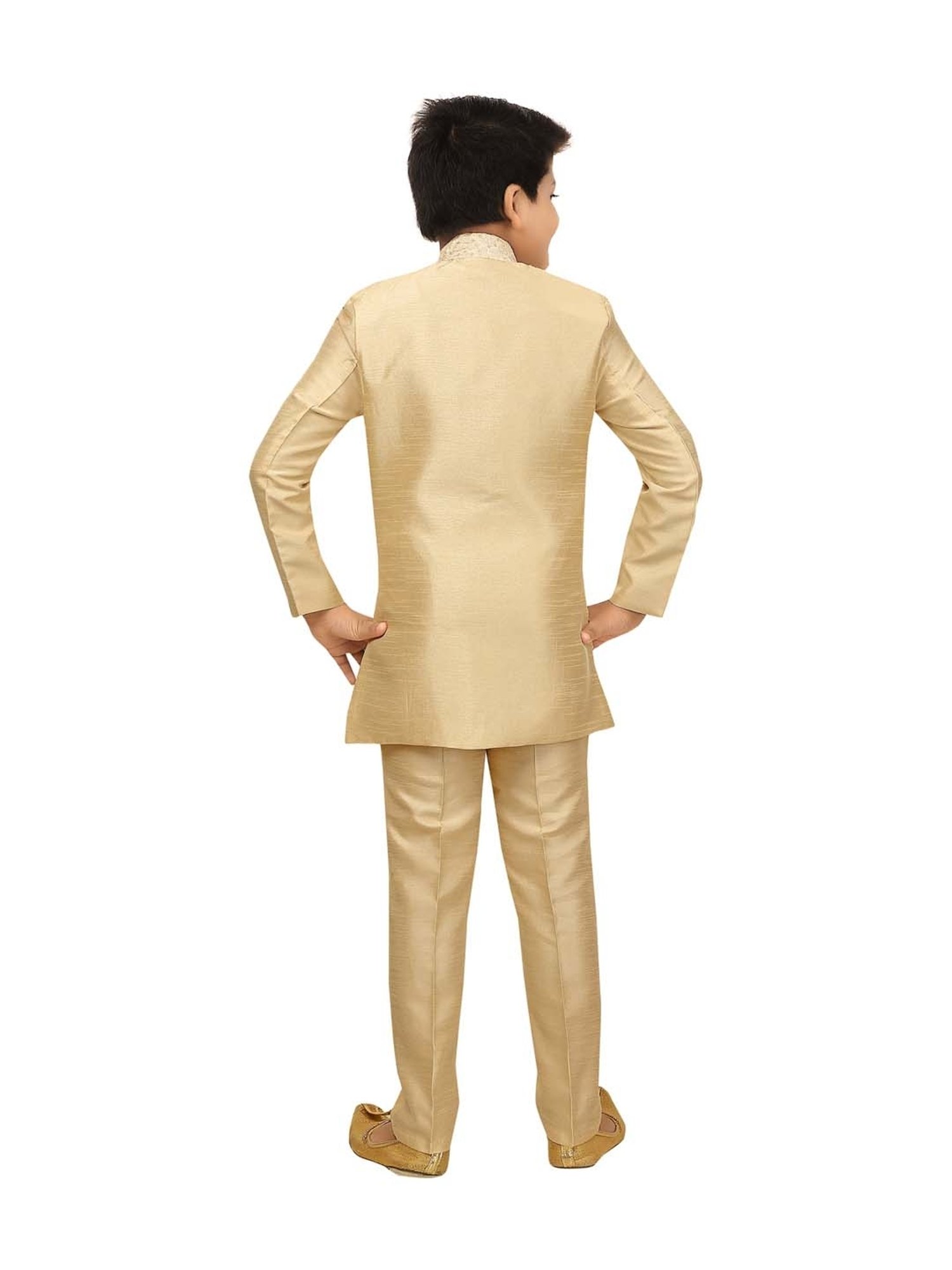 Ahhaaaa Kids Cream Embroidered Sherwani Set